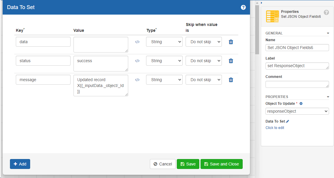 Create Table Widget Response