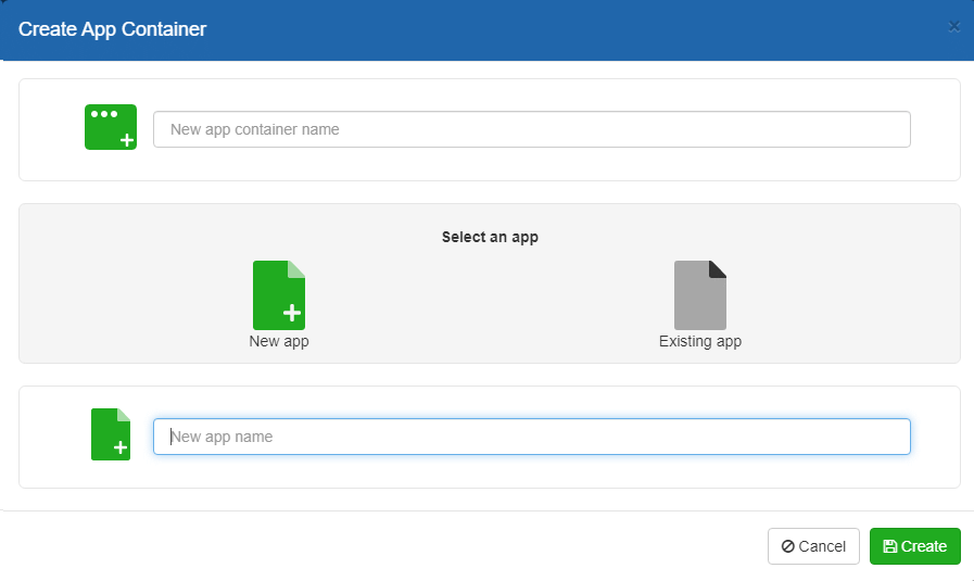 New Container Dialog