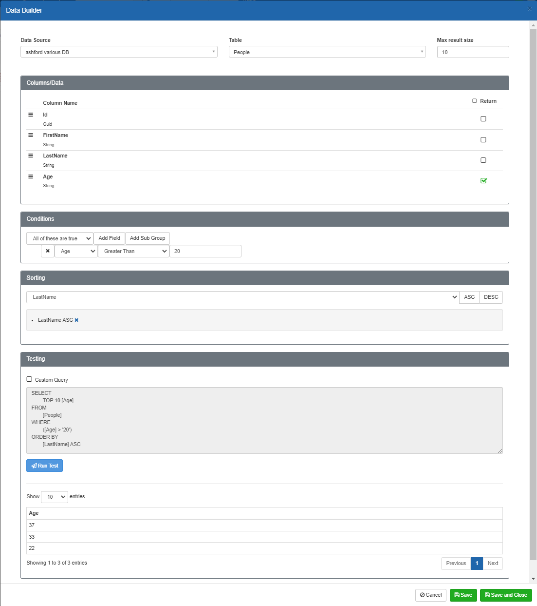 Query Builder Example